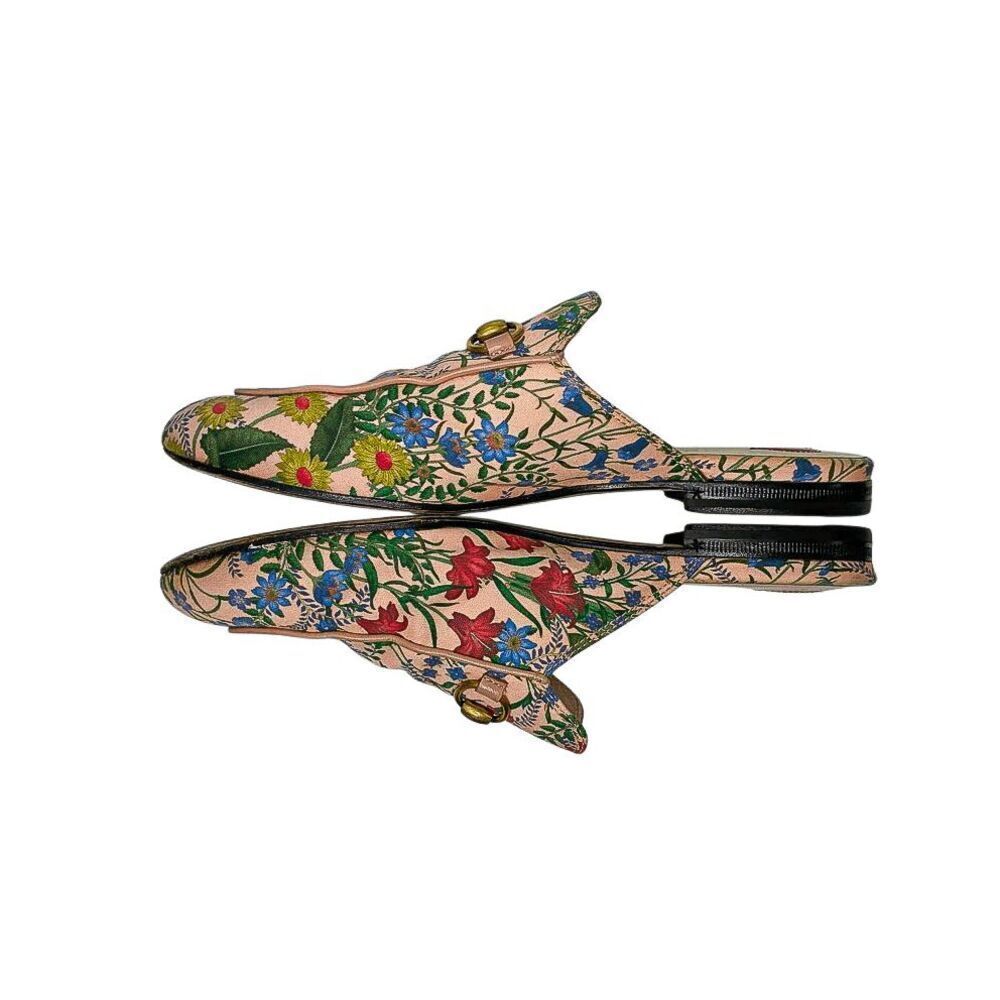 Gucci Floral Princetown Mule EU 36 Horsebit Slide Pink Loafer Flats Multicolor - Picture 6 of 10